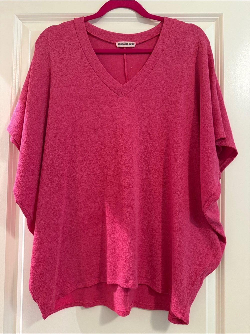 Charlotte Russe Fuchsia V-Neck Draped Dolman Blouse